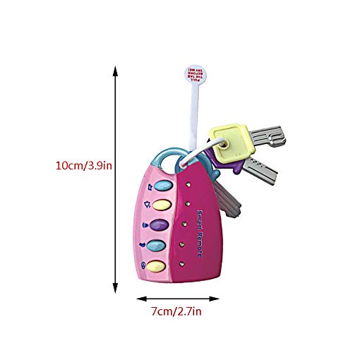 LtrottedJ Toy Keys for Toddlers and Baby Toys-Toy Car Keys with Keychains, Light and Sound (Pink)