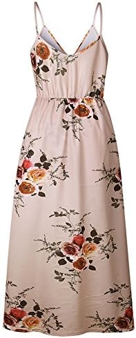 WECHERY Women's Sleeveless V Neck Floral Print Split Beach Party Maxi Romper Jumpsuit Dress