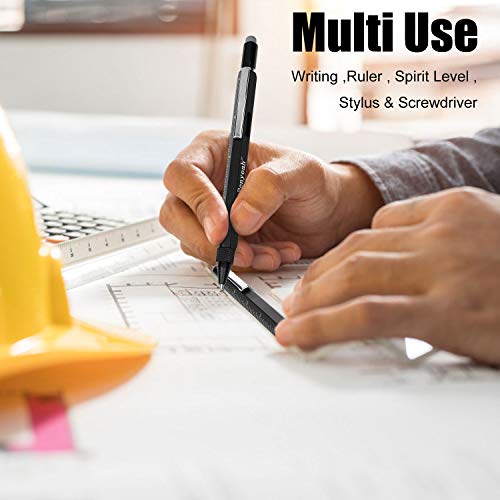 11 in 1 Multi-Tool Pen,Penyeah Pocket Clever Stylus Pen Combo Tool-7 Screwdrivers & Mesh Fiber Tip Stylus Pen& Ballpoint Pen & Spirit Level with 4"/10CM Ruler - Thumbnail 4