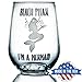 Stemless Wine Glass 17oz | With Permanent Etching | Mermaid Gifts | Fun Gift | Dishwasher Safe (Beach Please I'm a Mermaid)