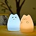 EMDMAK Baby Night Light USB Rechargeable Silicone Night Lamp with 7-Color Mood Light, Sensitive Tap Control for Baby Kids Adults (Kitty B)