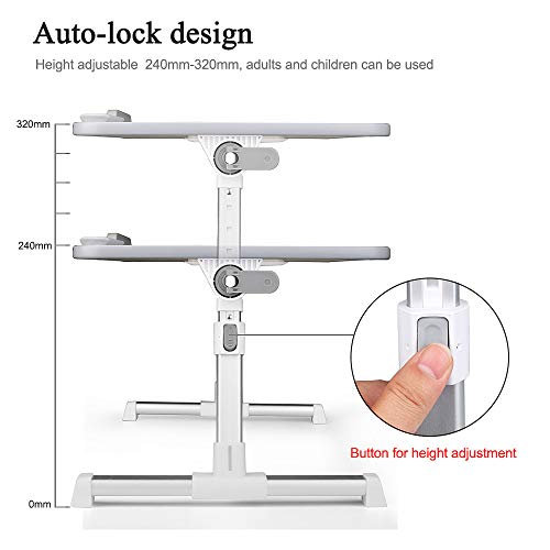 Adjustable Laptop Bed Table Tray Laptop Lap Desk,Portable Standing Desk Foldable Sofa Breakfast Table for Home Office Travel Notebook Stand Reading Holder Floor for Couch Kids【Ship from USA】 (Gray) - Thumbnail 2