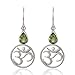 925 Sterling Silver Yoga, Om, Ohm Symbolic w/Green Peridot Dangle Earrings - Nickel Free