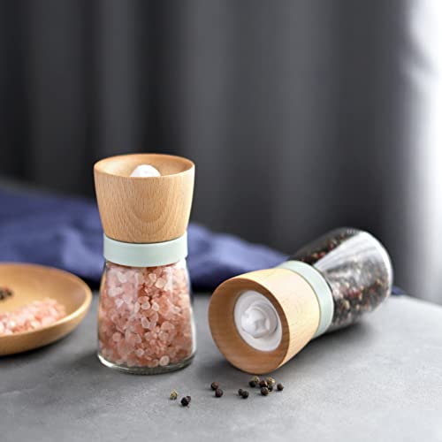 Salt and Pepper Grinder Set Wood VEVOK CHEF Adjustable Coarseness Refillable Pepper Grinder Mill