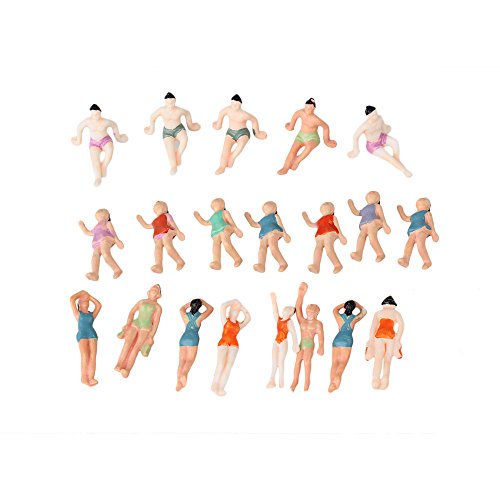 BQLZR 1:75 Multicolor ABS Unpainted Miniature Beach People Figures Little People Pack of 20