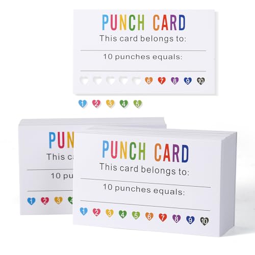 ONEDONE Punch Cards (Pack of 200) Reward Punch Cards for Classroom ...