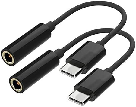 WONSAMAM 2-Pack Mini Type-C To USB C, 3.5mm AUX Headphone Audio Splitter Earphone Headset Earbuds Converter Adapter with Type C Charging Port (not Compatible with Pixel 2/HTC Phones)