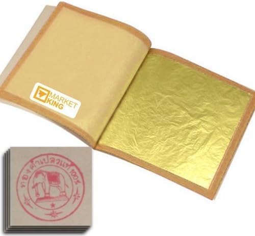 Edible Gold Leaf Sheets 100pc X-large 24 Karat 1.58" X 1.58" Genuine for Cooking, Cakes & Chocolates, Decoration, Health & Spa