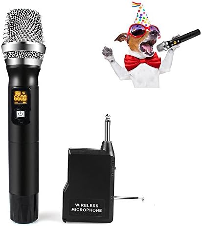 Wireless Microphone, XB-701 Handheld Vocal Metal Dynamic Cordless Mic with UHF Cardioid and Multi-Channel Frequency, Support Many People Singing, PA , Voice Amplifier and more(Black)