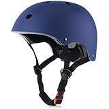 OUWOR Youth Skateboard Helmet for Boy and Girl, CPSC Certified Lightweight Adjustable, Multi-Sport for Cycling Skating Scooter (Navy, Medium)
