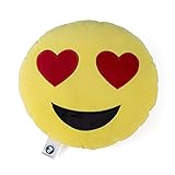 Dolphineshow 35cm Emoji Smiley Emoticon Yellow Round Cushion Pillow Stuffed Plush Soft Toy (Heart eyes)