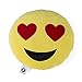 Dolphineshow 35cm Emoji Smiley Emoticon Yellow Round Cushion Pillow Stuffed Plush Soft Toy (Heart eyes)