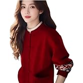 Chinese New Year Red Sweater Jacket Winter Plus Size New Chinese Style Lazy Knit Cardigan Top