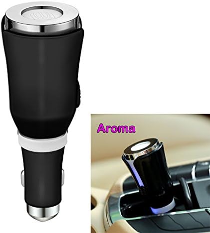YJY Car Waterless Aromatherapy Diffuser with USB Car Charger for iPhone Samsung, Car Essential Oil Diffuser Air Purifier Freshener, Plug is Safety Hammer(Black)