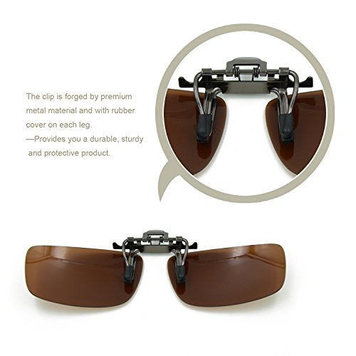 Besgoods Cycling Sport Polarized Clip-on Flip up Metal Clip Sunglasses Lenses Glasses Unbreakable Driving Fishing Outdoor (Brown)