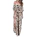 Lesfin Womens Off The Shoulder Lepord Maxi Dress Casual Side Split Beach Party Dresses with Pockets