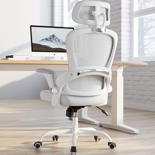 TRALT Office Chair - Ergonomic Office Chair with Back Support, Computer Chair - Home Office Desk Chairs, 330lbs Wide Seat Big and Tall Office Chairs with Headrest, Comfy Desk Chairs (White)