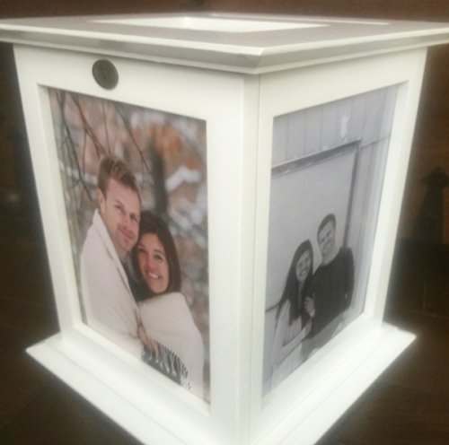 White Wedding Card Box with CARDS Engraved Plate Included - Thumbnail 5