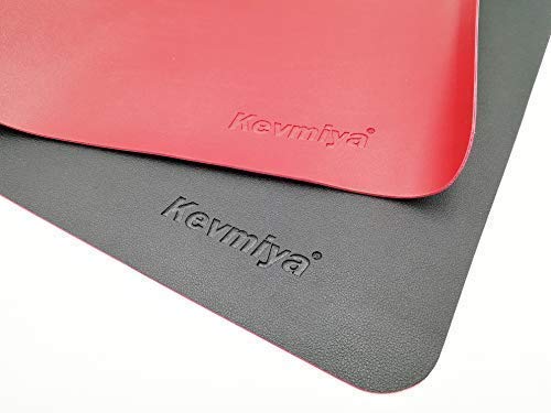 KEVMIYA Pad for Desk with Artificial Leather Material, 31.5X15.74X0.08in, Perfect mat for Home Laptop and Office Desk Working, Waterproof and Rectangular with Fillet, Double Sided (Black+Red)