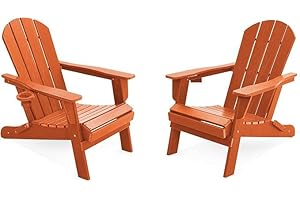 LOUNZY Folding Adirondack Chair Set of 2, Orange