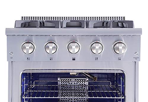 Thor Kitchen HRG3080U 30" Freestanding Professional Style Gas Range with 4.2 cu. ft. Oven, 4 Burners, Convection Fan, Cast Iron Grates, and Blue Porcelain Oven Interior, in Stainless Steel - Thumbnail 4