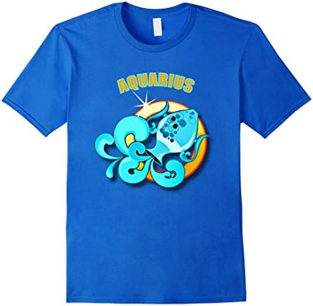 Mens Aquarius Zodiac Birthday Sign T-Shirt 3XL Royal Blue