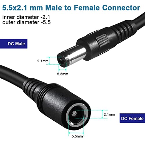 10Meters-33FT Dc 12v CCTV Power Extension Cable 2.1x5.5mm Power Cord for Security Camera CCTV