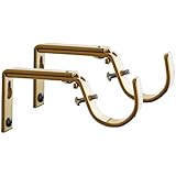 Meriville Set of 2 Gold Curtain Drapery Rod Bracket for 1 1/4-Inch Rod, Adjustable
