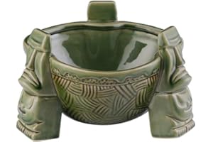 Flunyina Tiki Punch Bowl, Footed Tiki Mug, 33.8oz Ceramic Cocktail Mug Tiki Bar Cute Exotic Ceramic Party Serveware for Cockt