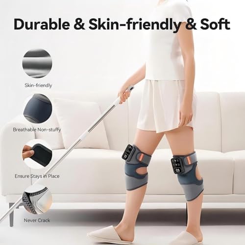 IKEEPFIT Cordless Knee Massager with Heat Vibration for Pain Relief, MAXwarm 4.0[2026 Upgraded] - Electric Heated Knee Brace with 5 Heat Levels and 3 Massage Mode, Gifts for Men Women (Grey, Pair)