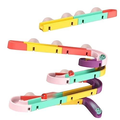 HAWILLOSCH Colorful DIY Marble Track for Roller Building Kit with Educational Ball Rail for Developing Fine Motor Skills and Cognitive Ability
