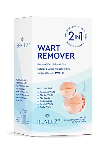 Natural Liquid Wart Remover by BEALUZ: Maximum Strength, Easy & Quick Results for Plantar, Common, Genital Warts