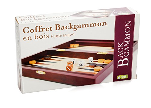 France Cartes Smir - Cofanetto Backgammon in Legno di Mogano con riflessione e strategia, Gioco Tradizionale, Gioco e Accessori in Legno