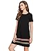 Romwe Women's Boho Short Sleeve Loose Casual Embroidered Tunic Dress Black M