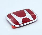 Exotic Store Brand New 3 Colors Modified Black Red H 50x40mm Steering Wheel For CIVIC ACCORD FIT CRZ CRV ODYSSEY S2000 FA5 FD2 FG1 Odyssey Type B Steering wheel Emblem Badge (Red Base+ Chrome H)