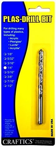 1/4" Drill Bit for Plastic (Acrylics, Plexiglas, Lexan, ABS, PVC, and more) Works with Hand Drill by Craftics