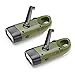 MECO 2 Pack Hand Crank & Solar Flashlight, Rechargeable Emergency LED Torch Carabiner Dynamo with Quick Snap Clip for Camping Outdoor Climbing Hiking, Army Green