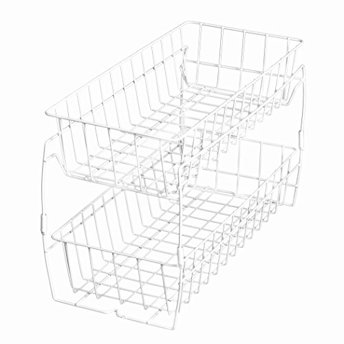PRO-MART DAZZ 2 Tier Stackable Pull Out Baskets, White