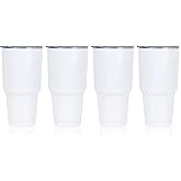 MAIKESUB 4 Pcs 30 oz Sublimation Double Wall Vacuum Insulated Cups With Lids Stainless Steel White Coffee Mugs for Vehicle Cup Holders Travel Tumbler Car Cups