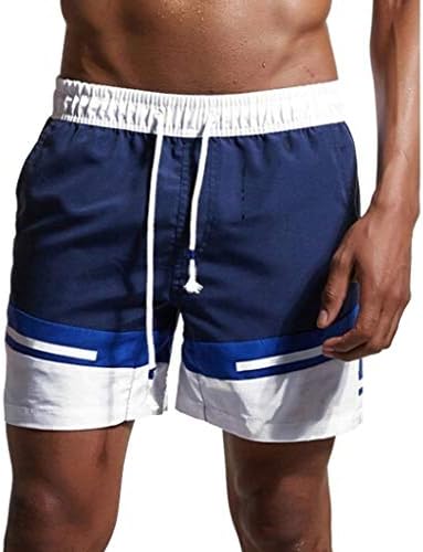 Men's Swim Trunks, Splice Stripe Shorts Pants Beach Work Trouser Casual Bathing Suits Surf Underwear with Pocket