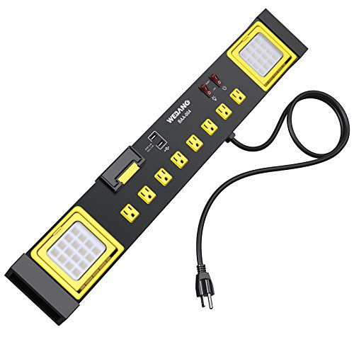 WEBANG Heavy Duty Metal Power Strip Surge Protector with 8 Outlets ,2 USB Ports, Led Worklight