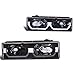 SPPC Black Crystal Headlights Assembly Set Low Halo For Chevy Fullsize - Passenger Right and Driver Left Side Replacement Headlamp