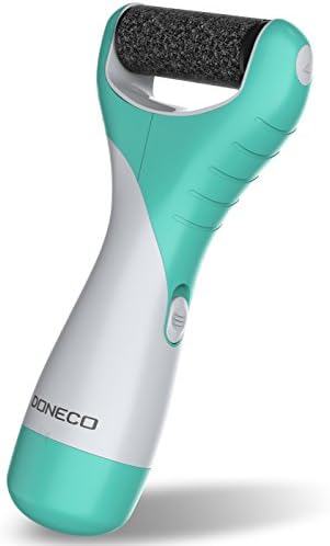 DONECO Electric Foot File - Premium Pedicure Set Includes 2 Roller Heads for Easy Home Pedicure - Wireless Design Offers Total Versatility - Fast, Comfortable Results - High Quality Ergonomic Design