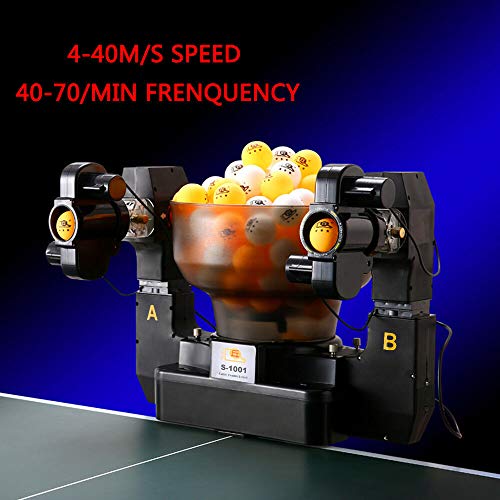 Dual Head Automatic Table Tennis Robot Ping Pong Ball Machine Ping Pong Robots Table Tennis Ball Machine for Training Exercise 36W 100V-240V 4-40 m/s (US Stock)