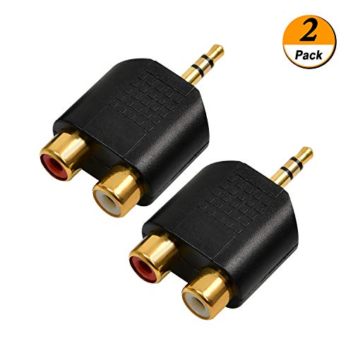 RCA Splitter (2-Pack of) Gold Plated RCA to 3.5mm Stereo to 2-RCA Male to Female Adapter,Audio Splitter Adapter, Dual RCA Jack Adapter - Thumbnail 6