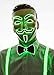 NEON NIGHTLIFE Light Up V for Vendetta Anonymous LED mask, Guy Fawkes Mask, One Size, Green