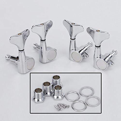 PIXNOR 4pcs 4R Bass Tuners Machine Heads Tuning Pegs (Silver) - Thumbnail 6