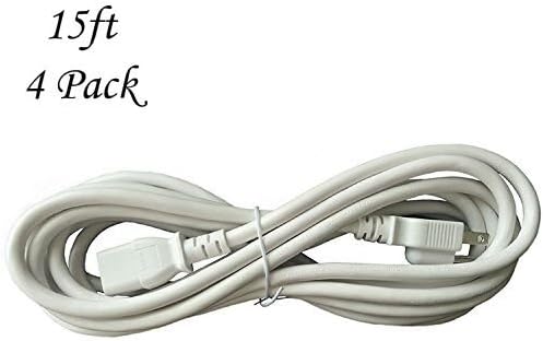 BYBON 4 PACK 15FT 18 AWG SJT Universal Power Cord NEMA 5-15P to C13, For Computer/Printer,White,UL listed.