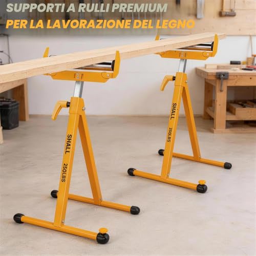 Shall Pack of 2 Folding Roller Stands, Heavy Duty 250 lbs Load Capacity, Adjustable Height from 70 to 100 cm, for Bench Saw, Woodworking