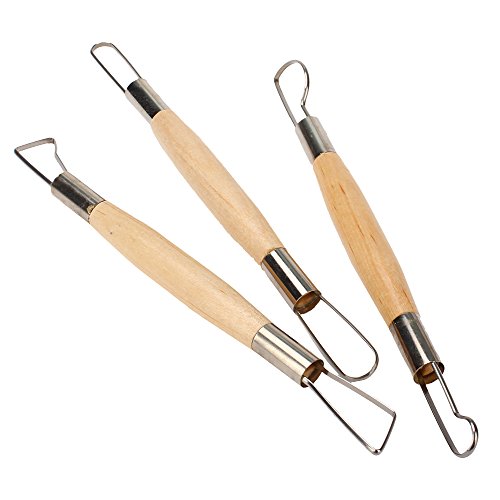 Double Ended Pottery Clay Sculpting Loop Tool Set with Stainless Steel